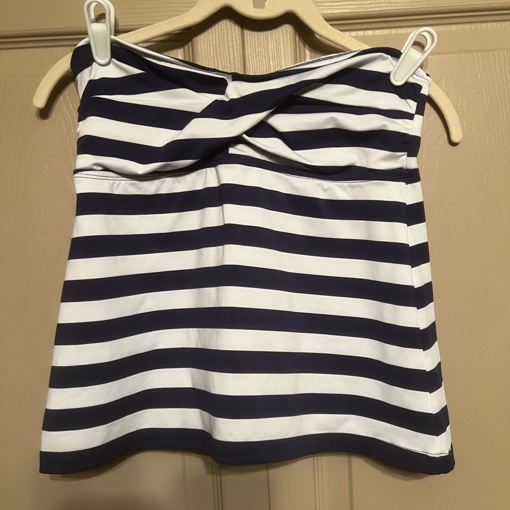 Mossimo Supply Co. Navy and White Striped Swim Top